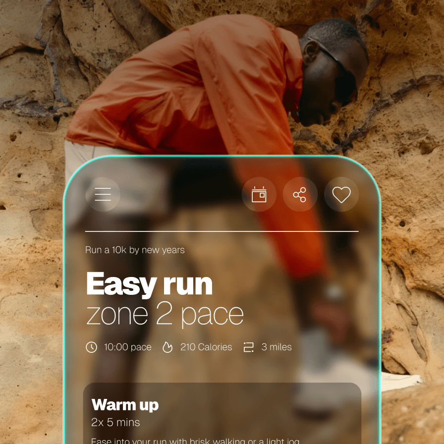 iFIT Personal Trainer app screen showing an Easy Run Zone 2 pace workout built by Tailor